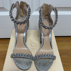 Badgley Mischka Glittering Silver Heels